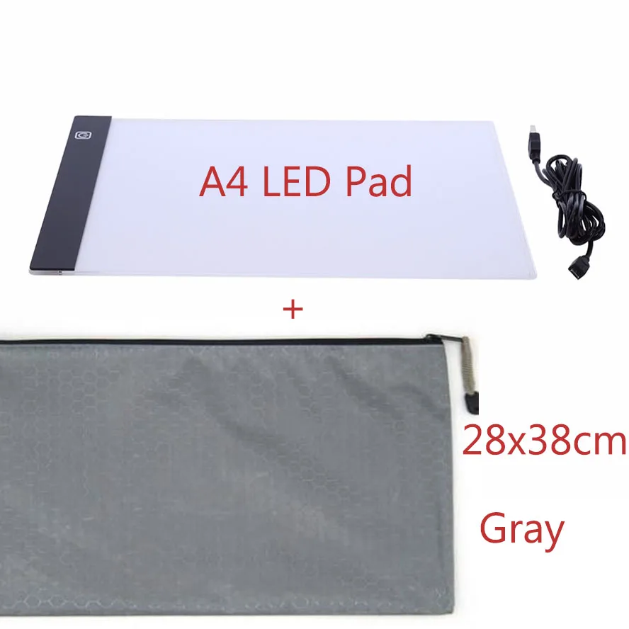 A4 led lightpad сумка daimond живопись аксессуары держатель для хранения чехол для переноски сумка на молнии для вышивки мозаичные инструменты подарок - Цвет: gray a4 led