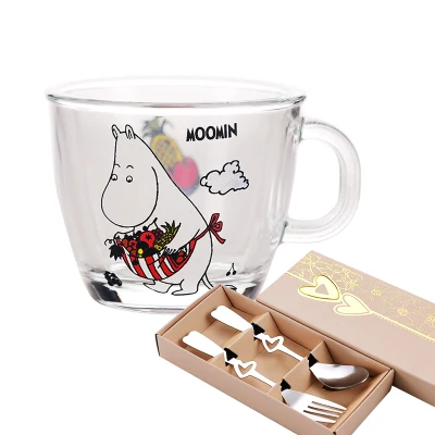 Moomin Новая мода мультфильм посуда для напитков младенцев стеклянный водный напиток Стакан Кружка прозрачная стеклянная ручка 210 мл стеклянная чашка безопасная Милая кружка - Цвет: Folk A