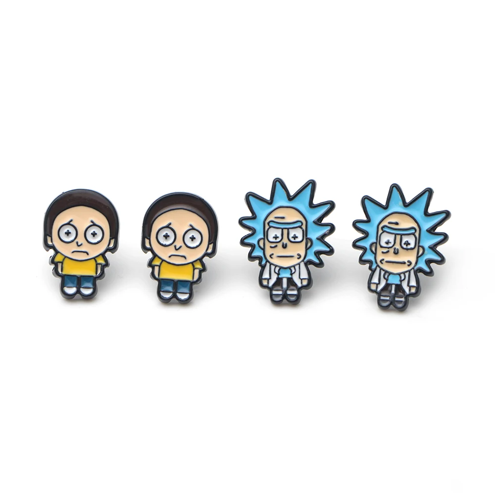 V143 1 Pair Rick and Morty Cute Ear Stud Earring for women Cartoon Studs Fashion Jewelry Prevent allergy Kids Gifts
