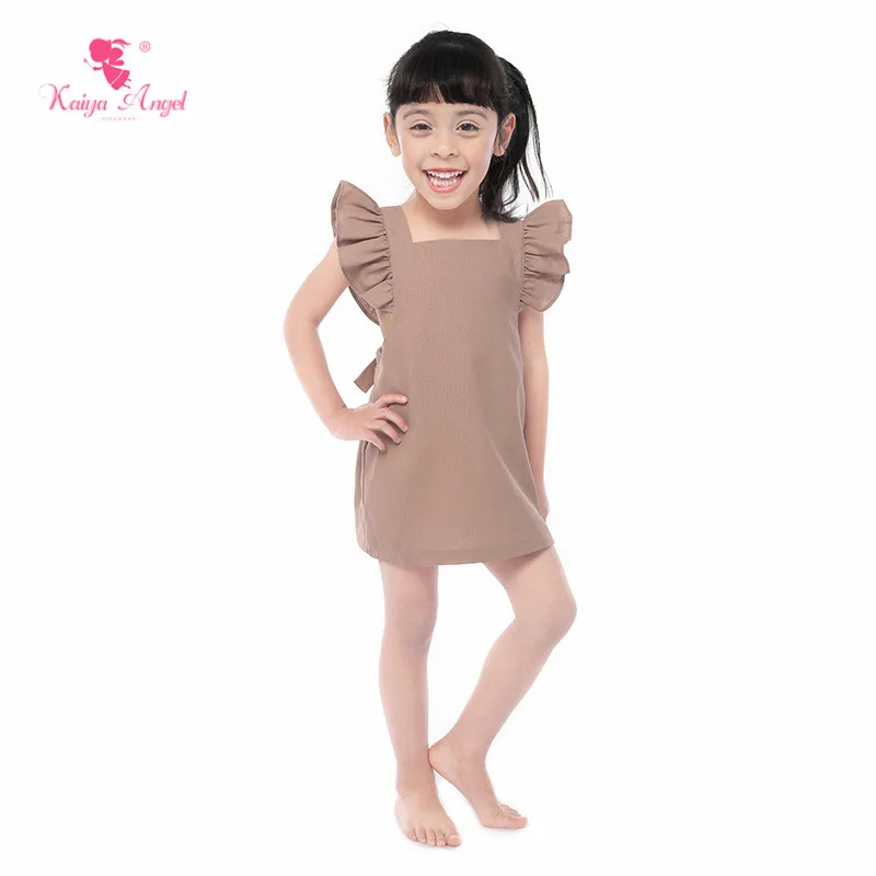 

Kaiya Angel 2019 Hot Sale Summer Baby Girl Clothes Birthday Party Wedding Back Cross Strap Ruched Factory Wholesale 5pcs/lot