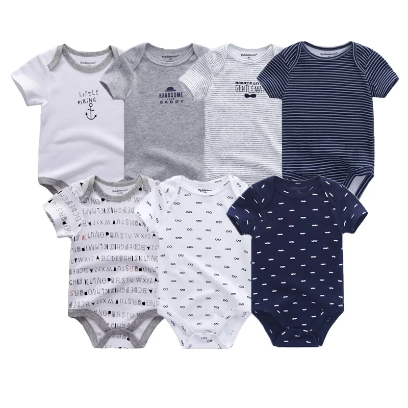 Q7010 Одежда для малышей; Roupas; одежда унисекс; хлопковый костюм; 7 шт./лот; Детский комплект; комбинезон с короткими рукавами; Одежда для новорожденных; боди для малышей - Цвет: Q7010
