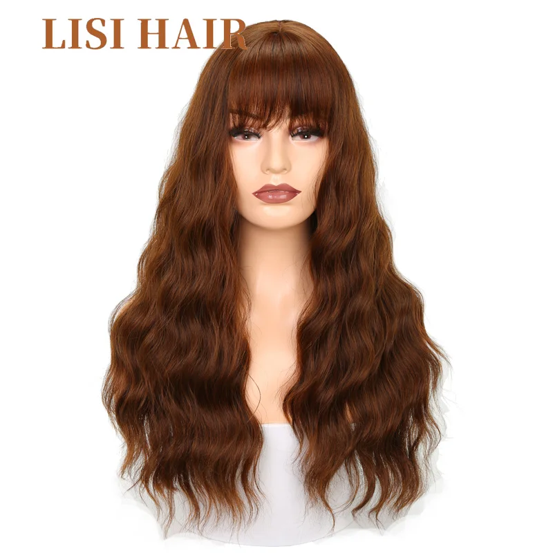 LISI HAIR Long Wave Bangs Black Brown 8 Colors Available Wigs For Women Synthetic Hair High Temperature Fiber LISI HAIR Long Wave Bangs Black Brown 8 Colors Available Wigs For Women Synthetic Hair High Temperature Fiber