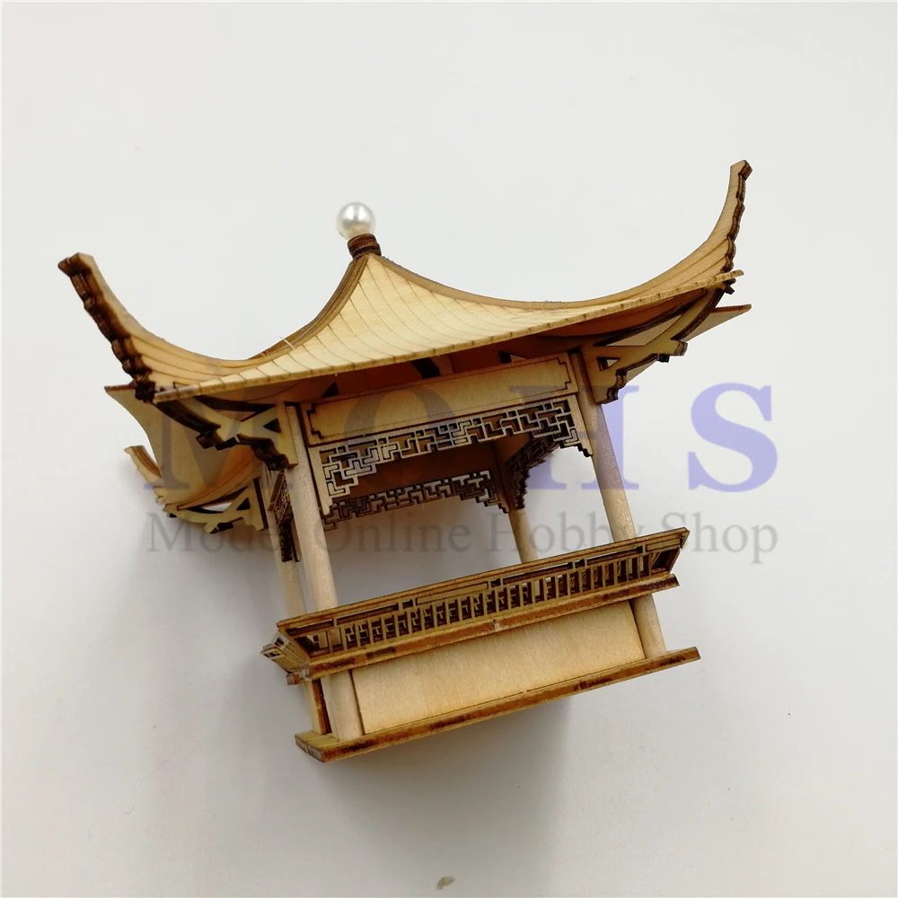 Китайская традиционная масштабная деревянная Строительная модель Прямоугольный павильон лазерная резьба архитектурная модель DIY наборы строительных моделей