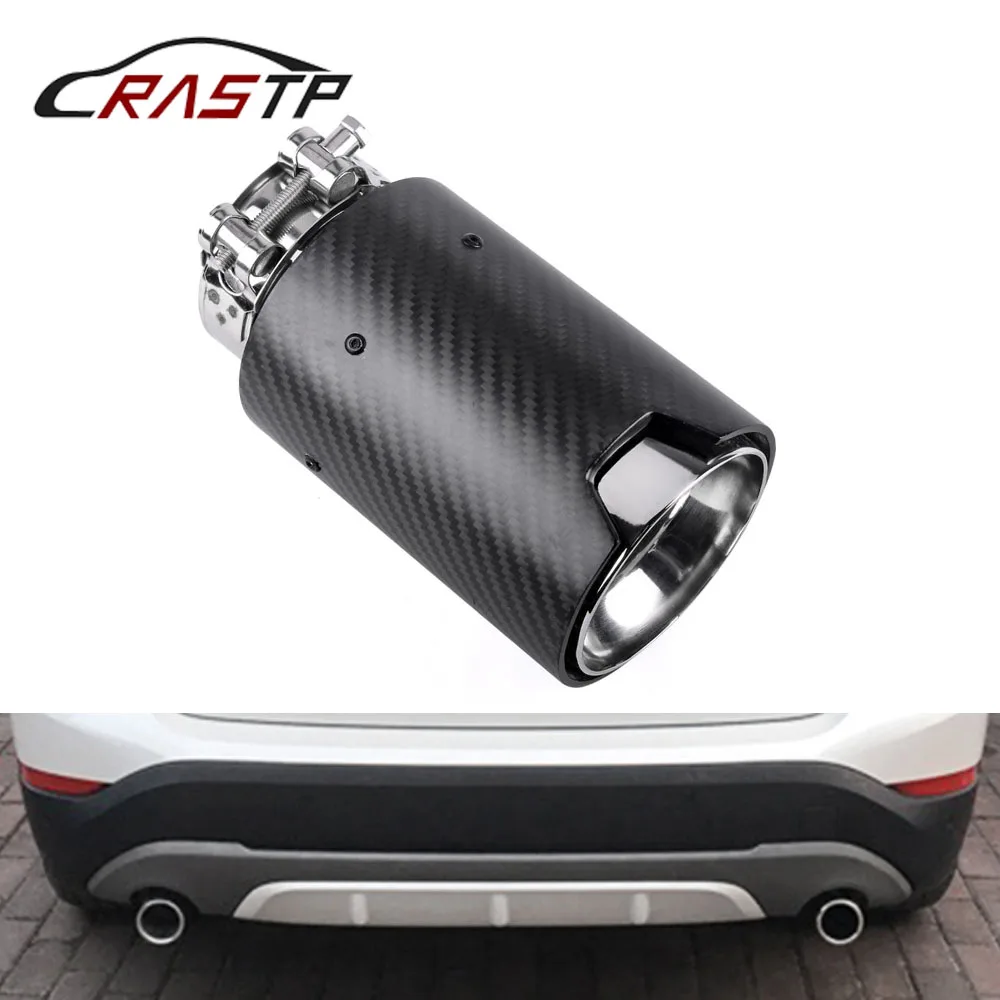 

1Pcs Power Performance Inlet 63mm Matte Carbon Muffler Tip Tail End Stainless Steel Straight Flange Black for Bmw CR2016