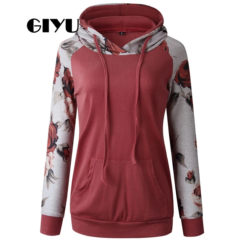 GIYU 3XL Autumn Patchwork Hoodies Women Long Sleeve Casual Basic Sweatshirt Female Floral Printed Big Size camiseta mujer GIYU 3XL Autumn Patchwork Hoodies Women Long Sleeve Casual Basic Sweatshirt Female Floral Printed Big Size camiseta mujer