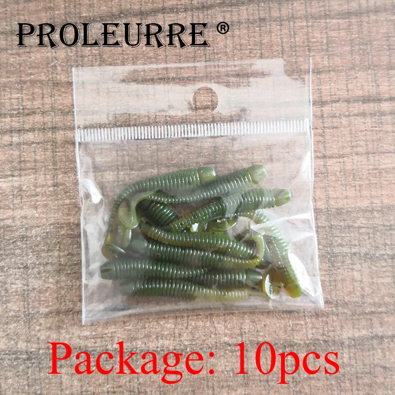 Proleurre 10 قطعة/الوحدة 50 مللي متر 0.7g لينة الديدان الصيد السحر Pesca Wobblers Swimbait الرقصة رئيس لينة إغراء 10 الألوان يطير الصيد الطعم