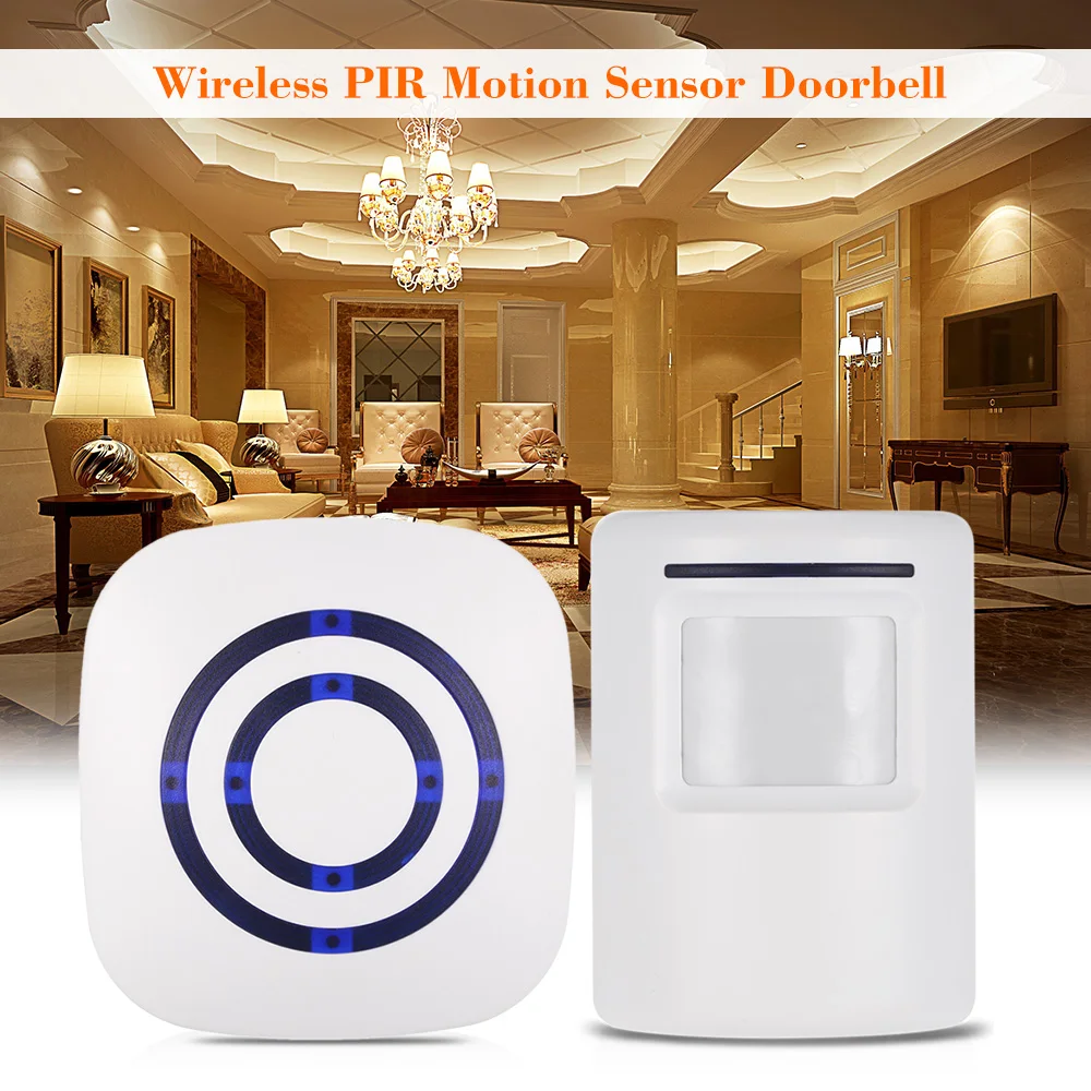 

Chimes Volume Adjustment Long Transmission Range Wireless PIR Motion Sensor Doorbell