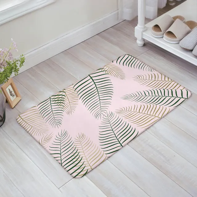 Large Abstract Leaves Pink Doormat Entrance Mat Indoor/Outdoor Door