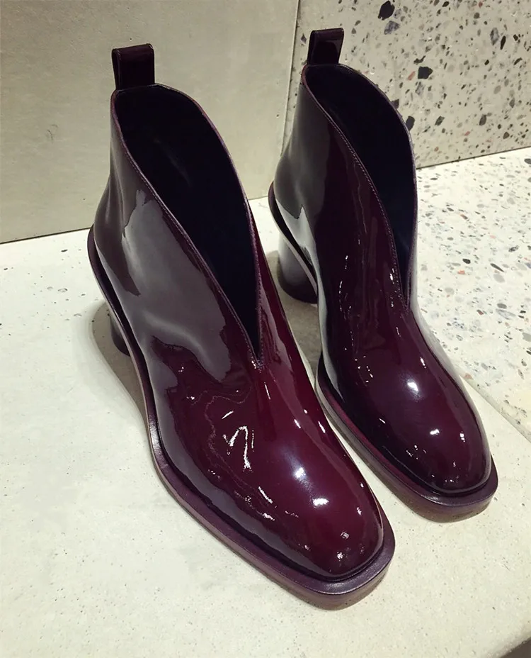 Spring Autumn Chelsea Ankle Boots Women Slip-on Martin Boots With Thick Square Toe Single Female Boots Tide High-heeled Boots