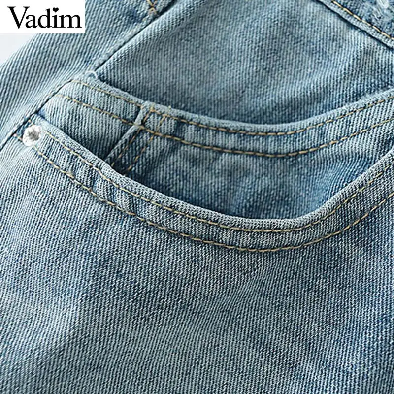 Vadim Женские базовые Рваные джинсовые шорты tassles карманы на молнии женские