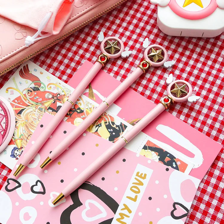 

Kawaii Ball Pens Ballpen Fashion Magic Staff Cardcaptor Sakura Ballpoint Pens Pens For School Stationery Office Supplies