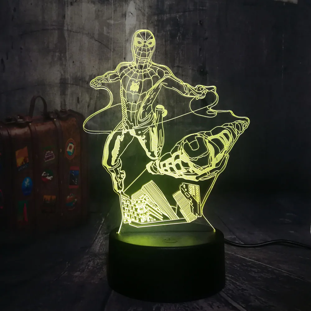 Новый 3D светодиодный светильник Marvel летающий человек паук и Железный крутой