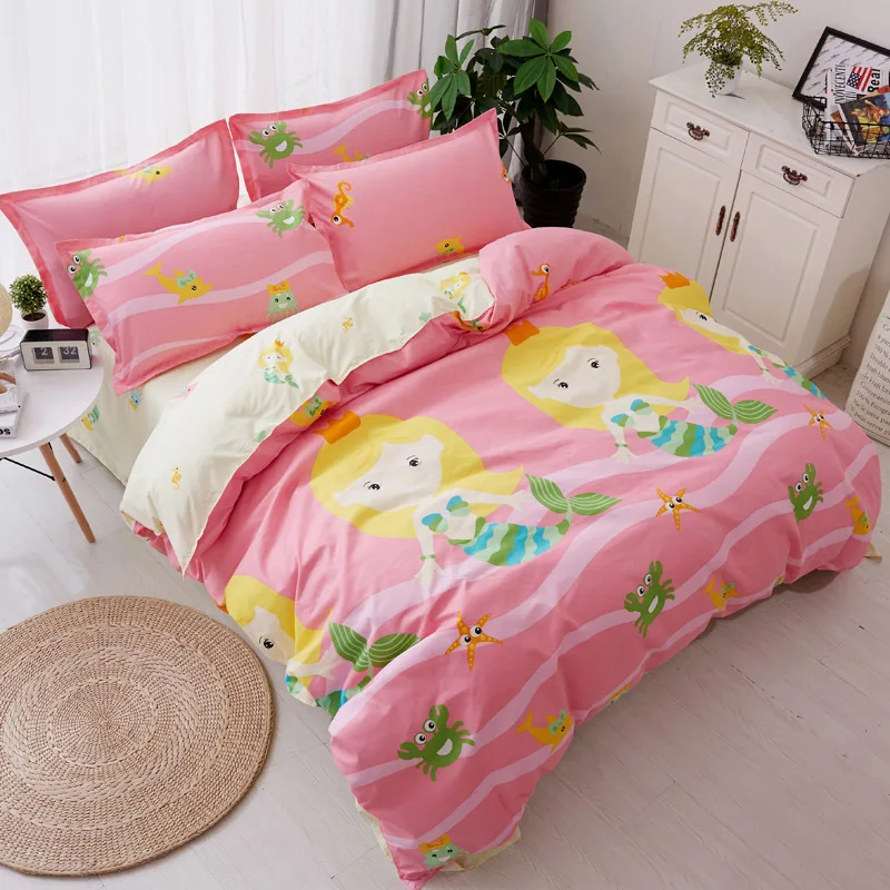 

Printed Home Textile Mermaid 3/4pcs Bedding Set Bed Cover Bed Sheet Duvet Cover Pillowcase Bed Linen Bedclothes Queen