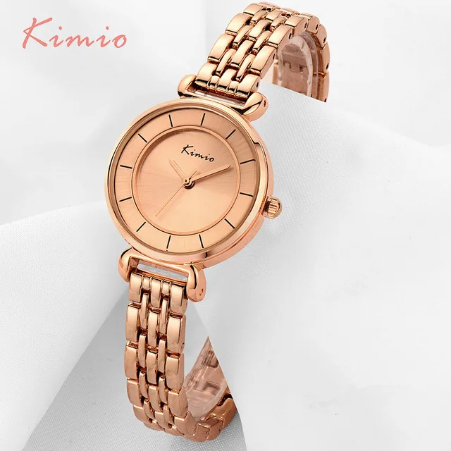 

KIMIO Simple Small Double Dial Gold Bracelet Quartz Watches Women Fashion Watch 2017 Brand Ladies Watch Wristwatch montre femme