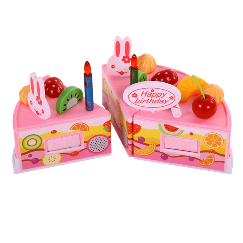 2017 heißer Verkauf 54 stücke Spiel Kunststoff Lebensmittel Set Kinder Geschenk Geburtstag Kuchen mit Schneidmesser, Teekanne und Tassen Baby Spielzeug
