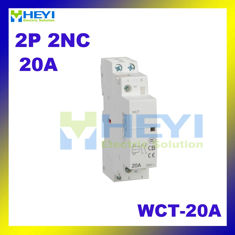 

WCT-20A household contactor 2Pole 2NC 220VAC 50Hz without manually control din rail contactor