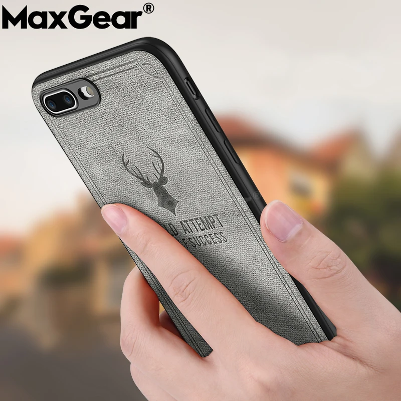 

MaxGear Cloth Texture Emboss Deer Soft TPU Case For iphone x 7 8 6 6s Plus 6Plus Cloth Canvas Silicone Case For iphone X