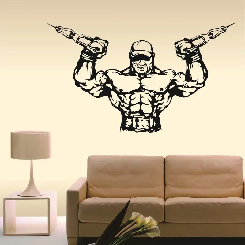 Dctal GYM wall sticker  Logo Name GYM Decal Posters Vinyl Wall Decals Pegatina Quadro Parede Decor Mural GYM Sticker 9
