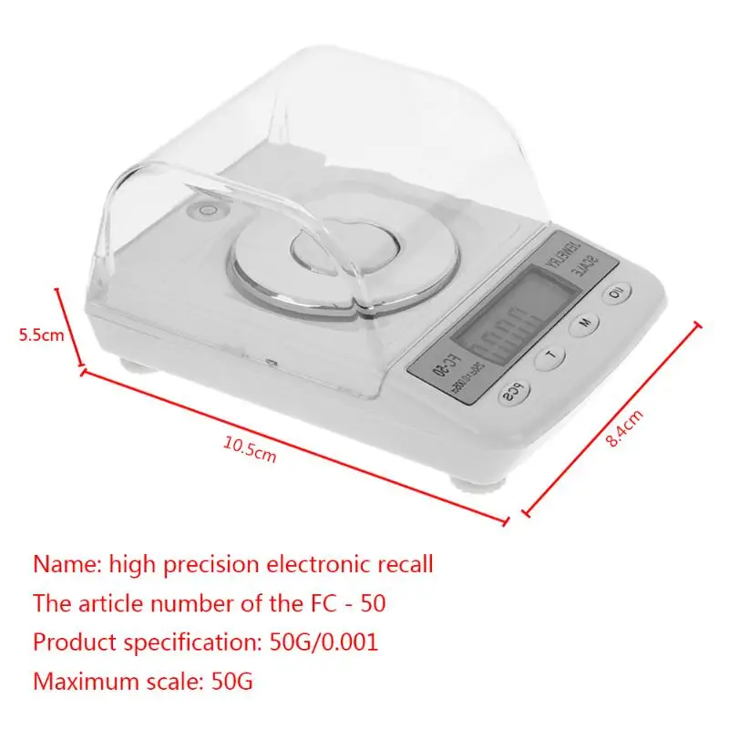

50g/0.001gMini High Accuracy Jewelry Scales Diamond Gold Germ Medicinal Pocket Electronic Digital Jewelry Scale Weight Weighting