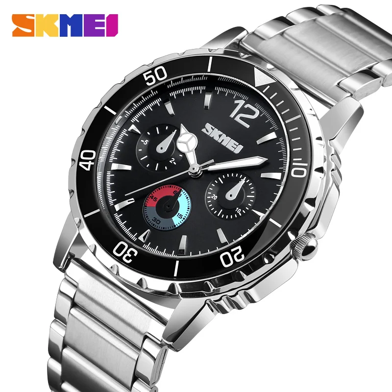 

SKMEI Mens Watches Top Luxury Brand Men Stainless Steel Sports Watches Men Quartz Clock Waterproof Military Wristwatches 1482
