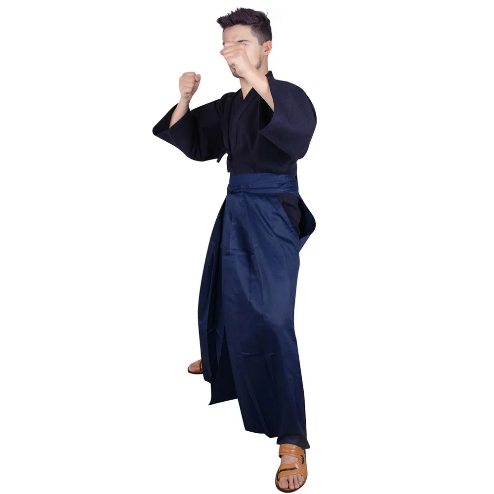 Японский костюм самурая мужской Кендо Хакама Aikido Judo ушу боевые искусства