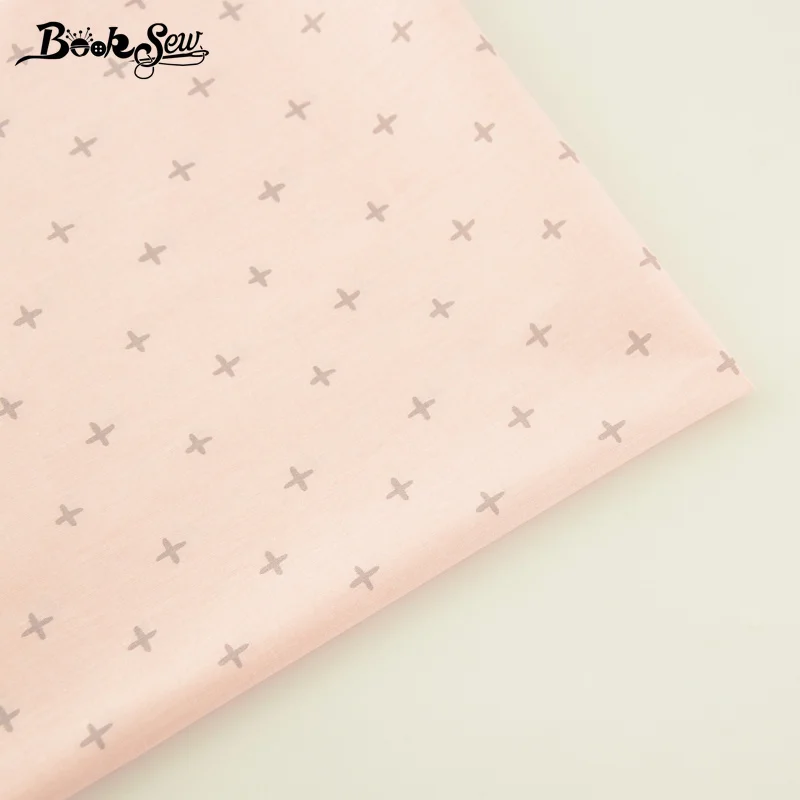 

Booksew Pink 100% Cotton Fabric Cross Pattern Telas Por Metro Patchwork Algodon Material For Quilts Cloth Tissu Dress Baby Kids