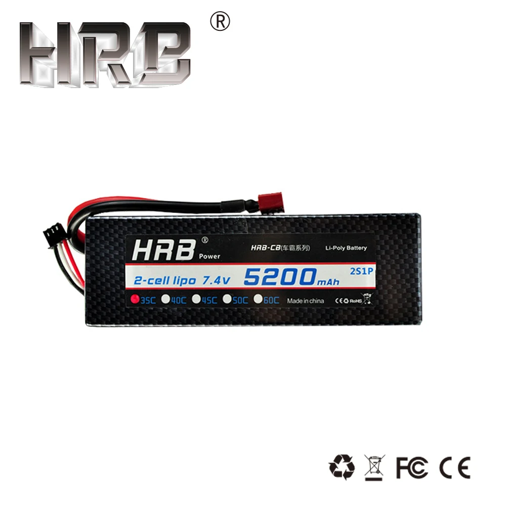 

HRB Lipo Battery 2S 7.4V 5200mah 35C T Deans XT90 XT60 EC5 Hard Case For Traxxas TRX4 SCX10 Buggy Cars Airplanes Truck RC Parts