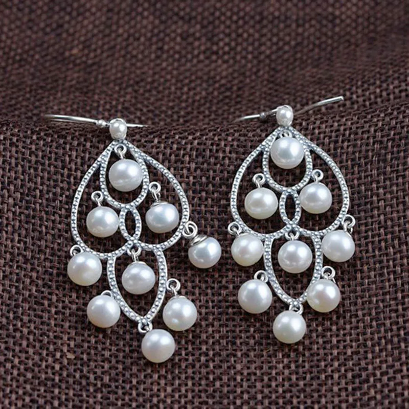 GAGAFEEL натуральный жемчуг серьги 925 пробы Серебряные длинные серьги для женщин девочек модные на юбилей вечерние ювелирные изделия