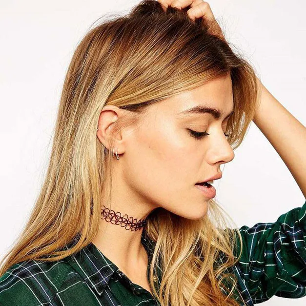 Classic Stretch Tattoo Choker Necklace Cheap High Quality Retro Geometric Elastic Adjustable Women Chokers Neckless Bracelet Set (5)