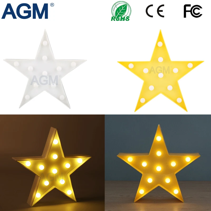 High Quality 3D Stars Marquee font b LED b font Battery 3D Desk Table Standing Lamp