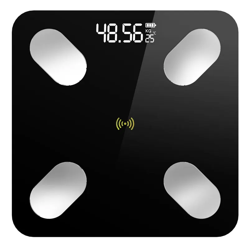 Bluetooth умные весы бытовой Ванная комната Измерение веса напольные весы Pesa цифровой Mi весы анализатор тела 26*26 см - Цвет: black