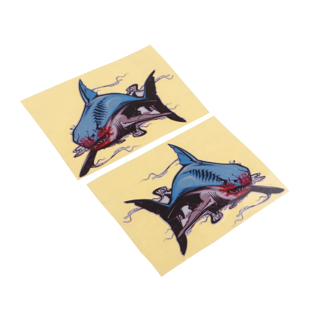 2 Pairs Shark Stickers Reflective Decals for Kayak Fishing Boat Car Truck Window Wall Yacht Kayak Boat Canoe Houseboat Sticker
