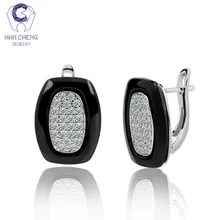 HanCheng новые модные роскошные позолоченные серебряные циркониевые драгоценные камни керамические квадратные серьги-гвоздики для женщин ювелирные изделия brincos bijoux