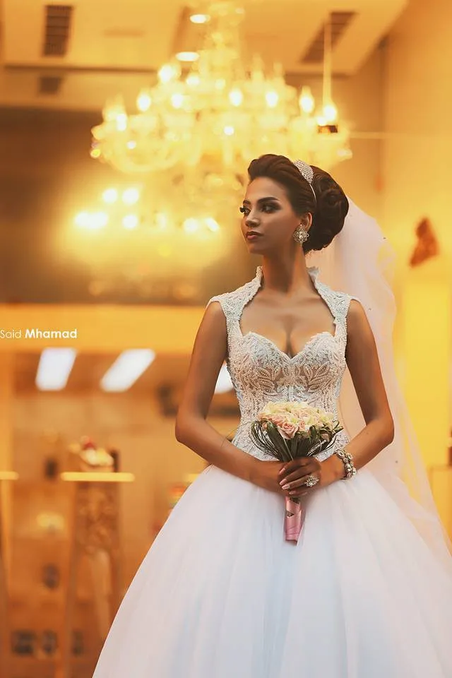 Vestido De Noiva 2018 Великолепная принцесса свадебное платье Длинные бисером Саудовская Арабский бальное вечерние Милая Вечеринка Мать невесты