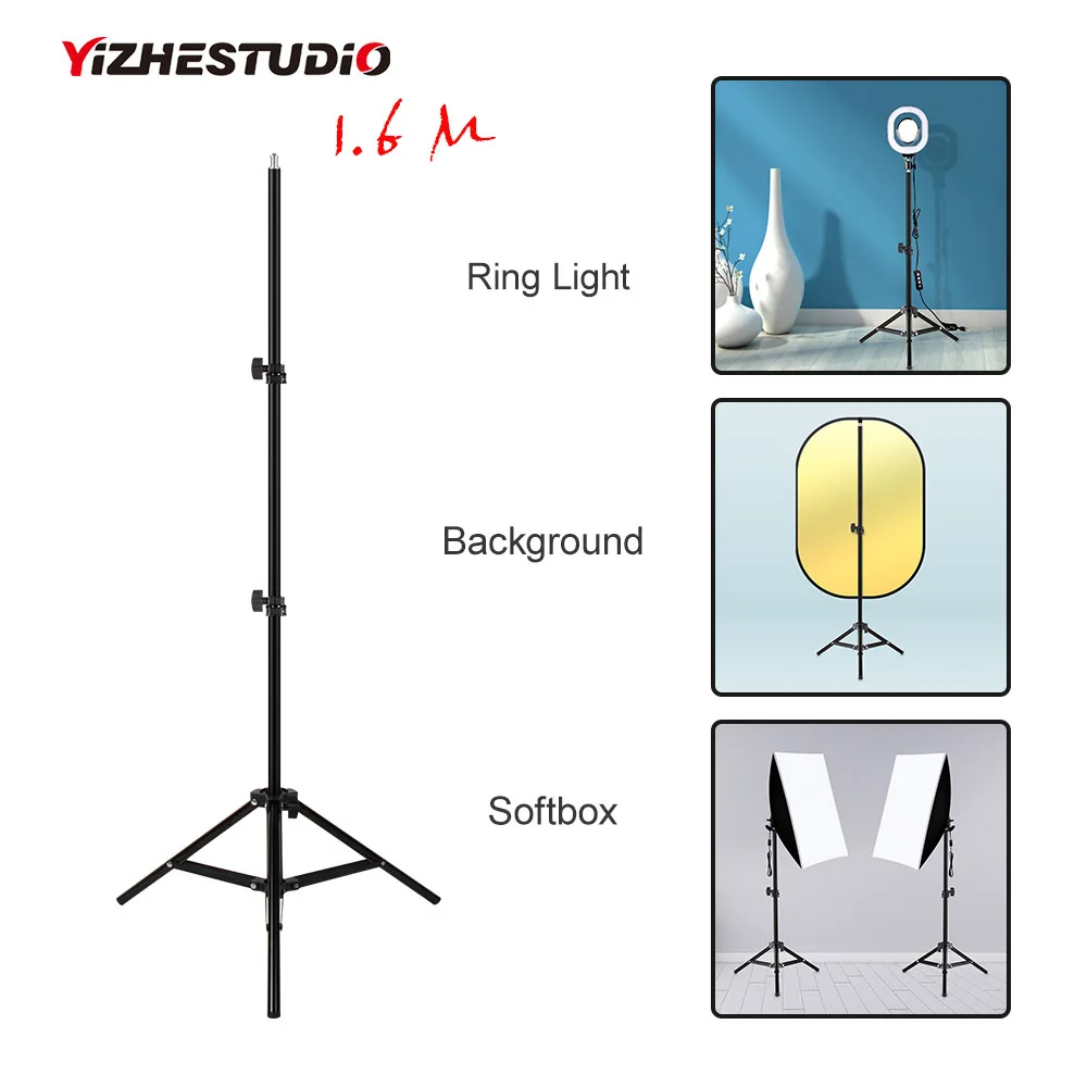 

Yizhestudio Professional 1.6M Light Stand rack with 1/4 Screw Head for Flashes ring light Studio for DSLR Photography backdrops