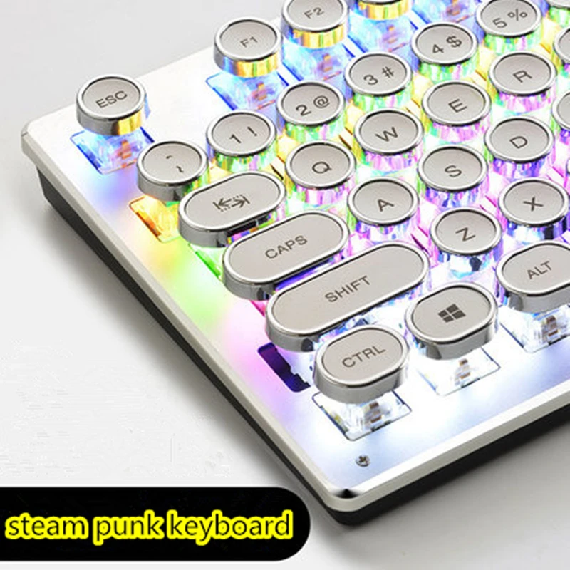 

Steampunk real mechanical keyboard game round key notebook 104 key wired usb external computer desktop office esports