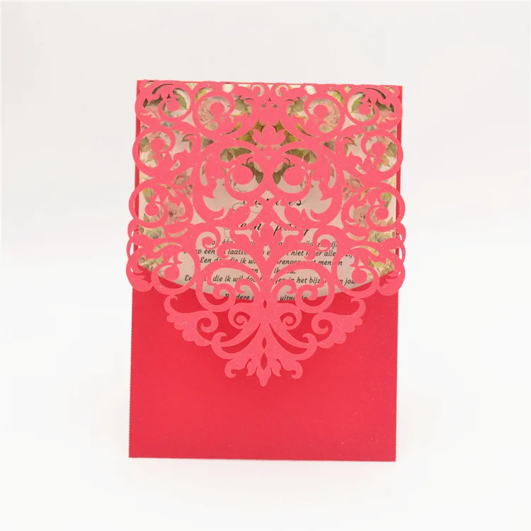 50suits Vintage Pocket Design Laser Cut Indian Wedding Invitation
