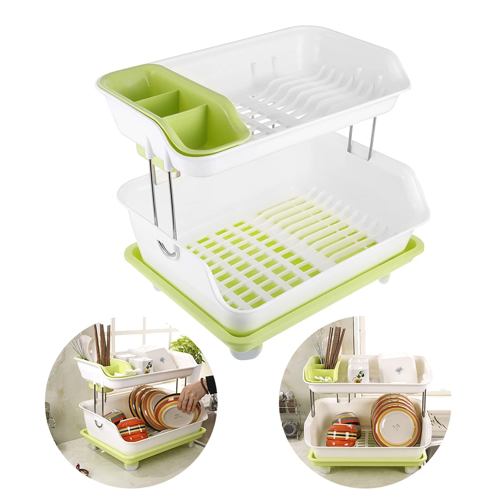 

Double Layer Kitchen Dishes Draining Rack Bowl Dishes Holders Kitchen Storage Organization Vegetable Draining Rack
