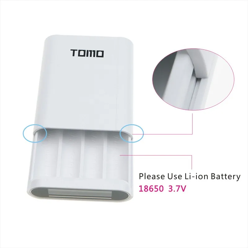 ToMo T4 DIY PowerBank чехол 4 шт. 18650 Батарея 2200 мА/ч, 2500 мА/ч, Зарядное устройство с двумя разъемами USB, 5 В, 2A ЖК-дисплей 4 слота powerbank Зарядное устройство Батарея