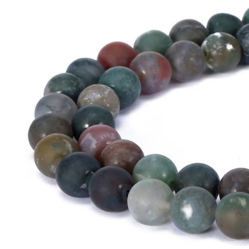 

Natural Stone Dull Polish Matte Indian Agata Beads Pick Size 16" 4 6 8 10 12 mm For Bracelet Necklace Making