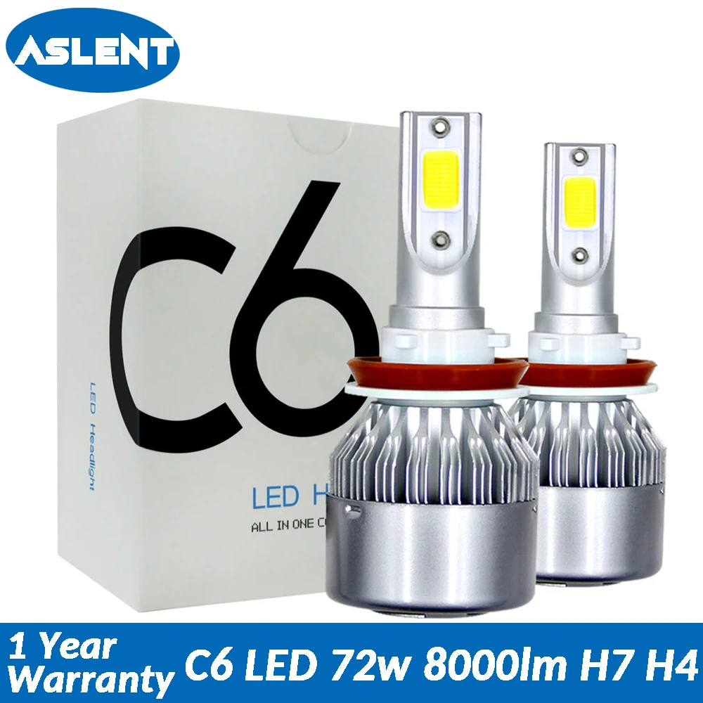 Aslent C6 led Car Headlight H7 LED H4 Bulb HB2 H1 H3 H11 HB3 9005