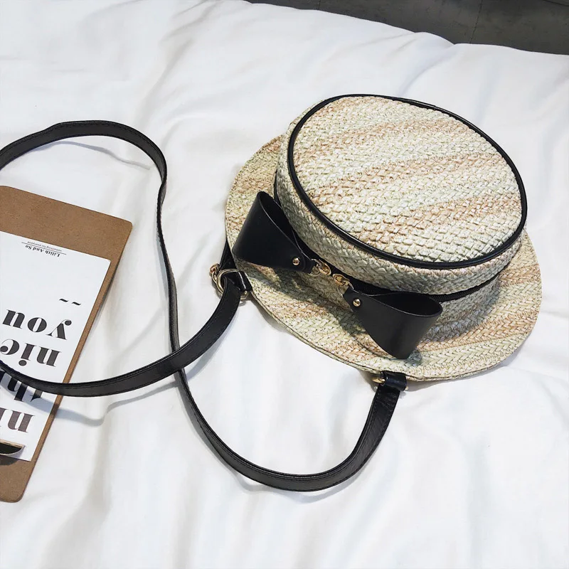 New Fashion Women Summer Straw Backpack INS Popular Female Hat Back Pack Lady Travel Casual Mochila Stripe Knit Crossbody BP3008 (6)