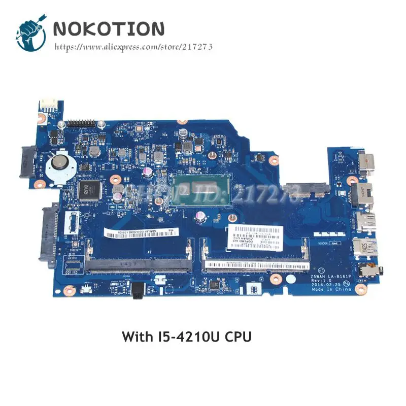 NOKOTION для acer aspire E5-531 E5-571 E5-571P Материнская плата ноутбука Z5WAH LA-B161P NBML811004 основная плата SR1EF I5-4210U Процессор