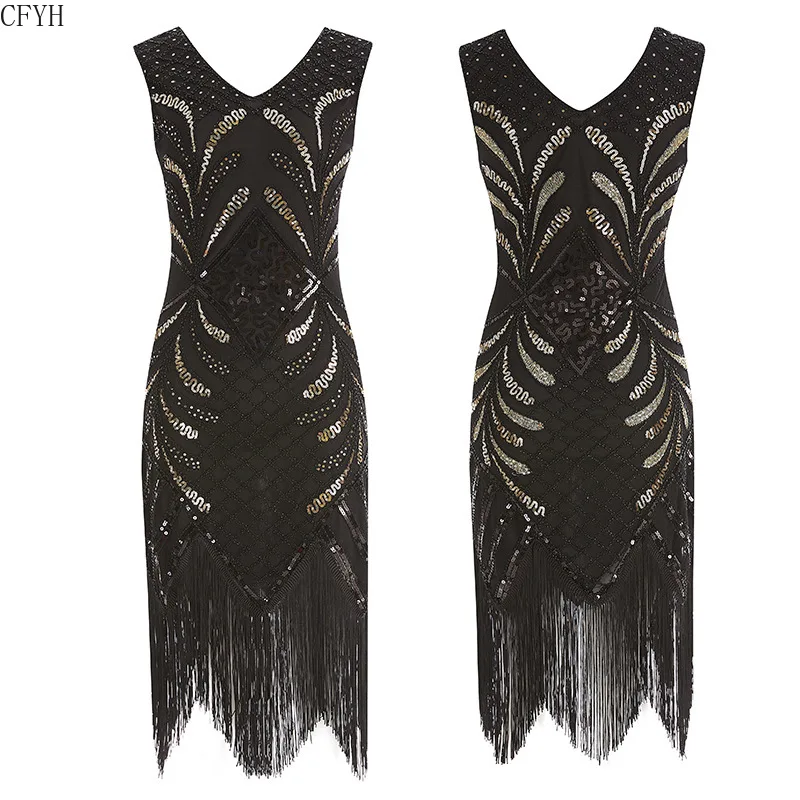 

Plus Size S-XXXL 1920s Women Flapper Dress Sequin Beaded Art Deco Gatsby Party Vintage Fancy Dress Cocktail Costume for Prom