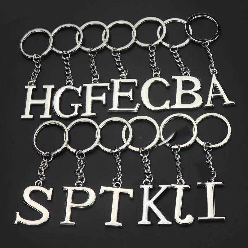 

NEW 1PC Simple Letters Metal Keyring For Men Silvery Women key Chain Popular Key Holder Car Key Ring Fashion Jewelry Party Gift