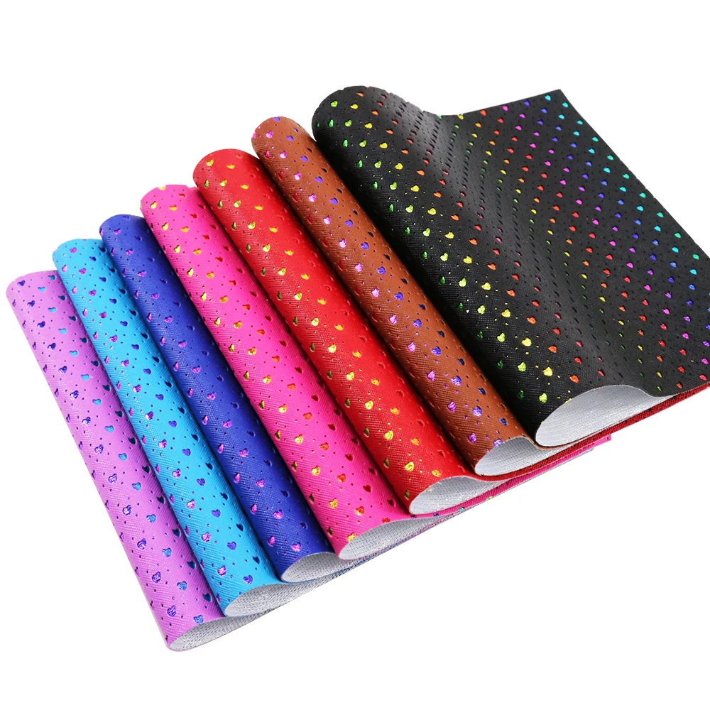 

David accessories 20*34cm punching Hollow dots spot heart vinyl Synthetic leather DIY hairbow Textile decoration crafts,1Yc3683