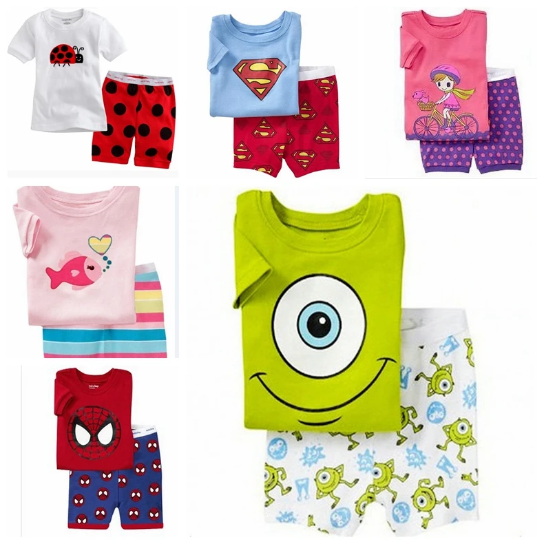 

Summer Baby Boys Gilrs Sleepwear Short Sleeve Pijamas Kids Pajamas Sets Cotton Costume Children Nightdress Clothing Pyjamas