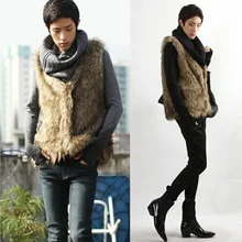 S-6XL, новинка, модное осенне-зимнее мужское меховое пальто, трендовый мужской жилет из искусственного лисьего меха, мужской меховой жилет