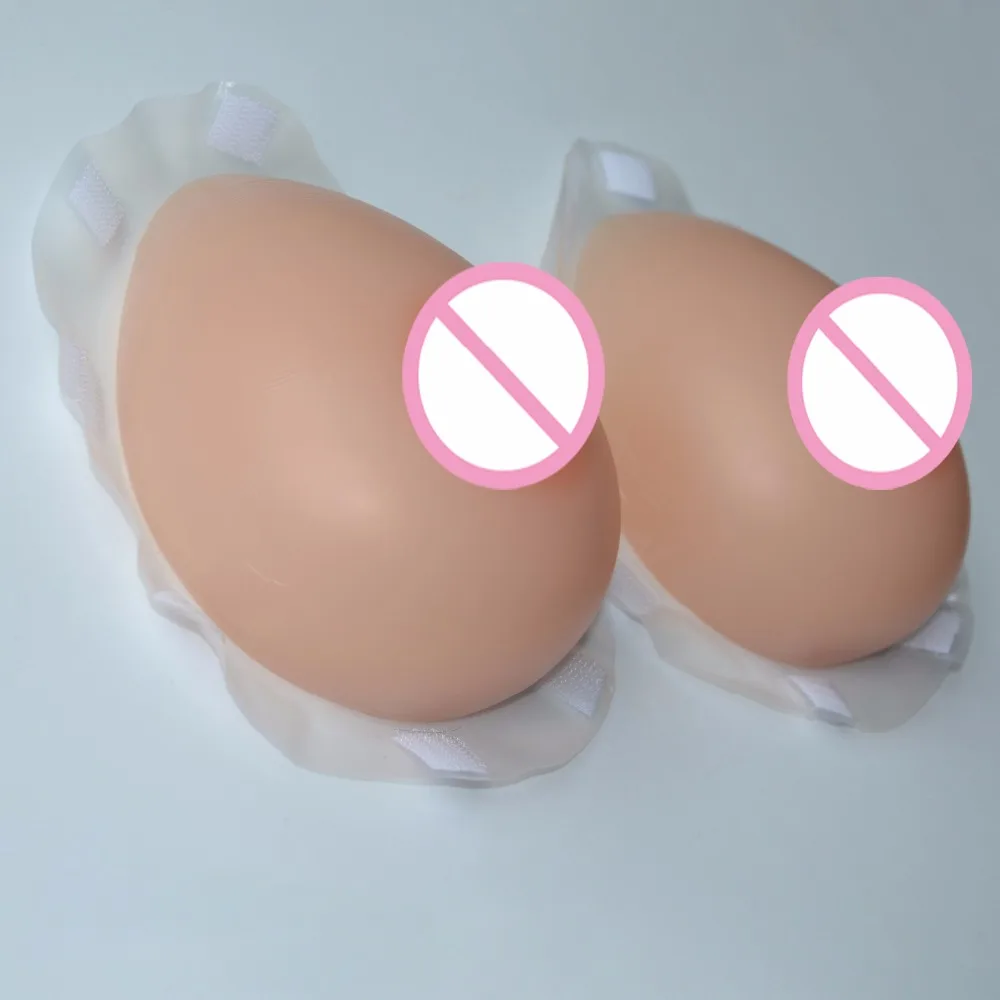 1000g/Pair Size XL Silicone Breast Form Skin Color Breast Prosthesis Strap Transsexual Bust Enhancer Water-drop For Crossdresses