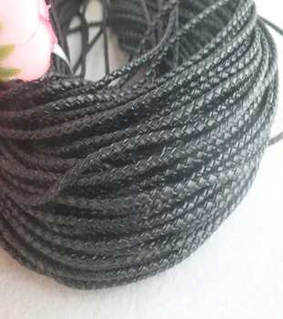 

Free ship!!! W-5000 4mm Black Braided Leather Cord For DIY Jewelry Making